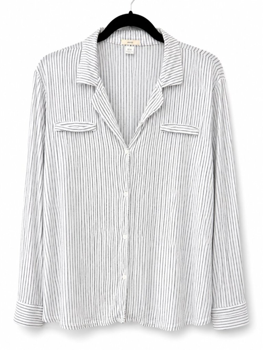 Quiet Luxury Cozy Eberjey Striped Pajama Top Women’s S White Gray Modal Lounge S